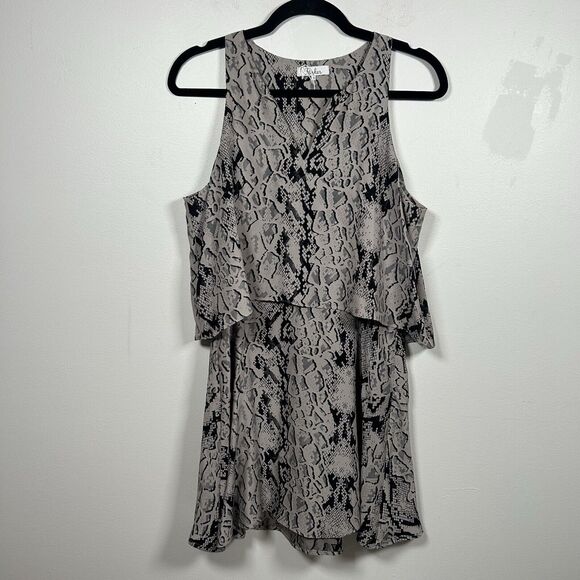Parker 100% Silk Chelsea Dress Grey Snake Print Size Medium M MSRP $264 - Picture 2 of 8